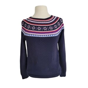 Talbots Navy Blue Fair Isle Sweater SP